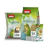 PANTO Wellensittich-Komplettset - Wellensittich-Futter mit Pluramin, Kolbenhirse & Vogelsand im Bundle