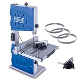 Scheppach HBS261 Bandsäge Set mit 3. Sägeband (2 Geschwindigkeiten, 500W, Durchlasshöhe 120mm, Schnittgeschwindigkeiten 660/960 min, Tischverstellung 0-45°)
