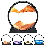 Sandbilder Zum Drehen,3D Sandbild mit Kunststoffsockel Sandbilder fließender Sanduhr Aesthetic Dynamisches Sandkunstbild für Wohnzimmer Büro Arbeitstisch Sand Art Gold Sandscape 7' Sandlandschaft