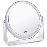 15X/1X Kosmetikspiegel Vergrößerung Doppelseitiger Schminkspiegel 360°Drehbar Tischspiegel für Make Up Reisespiegel für Schminken Gesichtspflege und Rasieren
