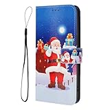 SNCLET Hülle für Samsung Galaxy S7 Edge Hülle Christmas Schöne Weihnachts PU Leder Magnetverschluss Brieftasche Kartenfächer Schutzhülle Handyhülle für Samsung Galaxy S7 Edge,Weihnachtsmann
