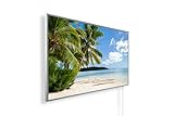 Infrarotheizung mit Bild – Bildmotiv – TÜV SÜD - 1200 Watt Bildheizung - Weißer Rahmen (40. Insel Palme)