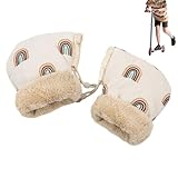 Kinderwagen-Handschuhe für den Winter | warme Ärmel, wasserdicht, winddicht, Plüschfutter | Frostschutz-Manschetten mit Regenbogen-Motiv, für Winter, kaltes Wetter, Outdoor, Kinderwagen