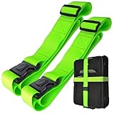 Koffergurt Kofferband Set mit Zusatzverriegelung und Kreuz Funktion Kofferband auffällig Koffergurte 5 cm bis zu 205 cm lang von taschenmann2005 2-er Set Neon Gelb