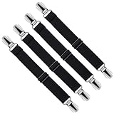 LIHAO 4 x Bettlakenspanner Bettlakenclips Verstellbar Bügelbezugsspanner Bügeltischspanner Schwarz (MEHRWEG)