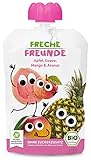 FRECHE FREUNDE Bio Quetschie Apfel, Guave, Mango und Ananas, Fruchtmus im Quetschbeutel für Babys ab dem 6. Monat, glutenfrei und vegan, 6er Pack (6x 100g)