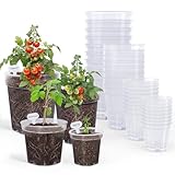 homenote Transparente Pflanztöpfe für Pflanzen, 3/4/5/6,7 Zoll Pflanztopf zum Einpflanzen von Kunststoff-Setzlingtöpfen mit Drainagelöchern, Samen-Starter-Topf, Blumentöpfe, hohe Transparenz, mit 20