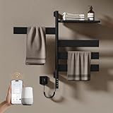 EMKE Handtuchheizkörper Elektrisch 76 x 45cm, WiFi Smart Thermostat elektrischer Badheizkörper, 180° Drehung Handtuchwärmer Elektrisch für Alexa und Google Home und APP Schwarz 120W
