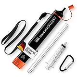 PLUVIA® Blacktube Wasserfilter Outdoor inkl. Karabiner und Verlängerungshalm – Schützt dich vor einer Magen-Darm Erkrankung - Wasserfilter Trinkwasser Filtersystem Outdoor Survival Camping