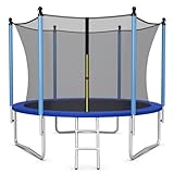 LIFEZEAL Trampolin für Kinder ab 6 Jahren, Ø 305 x 248 cm, für Innen, Außen, Garten, mit Sicherheitsnetz, Schutzmatte, Stahlrahmen, Springen, Jump, Geschenk, Komplett-Set, max. 100 kg