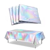 4 Stück Party Tischdecke, 137 × 274cm Geburtstag Tischdecke Bunt Glitzer Plastik Tischdecken Wasserdicht Tischfolie Farbig Plastiktischdecke für Party Dekoration Familientreffen Biertisch