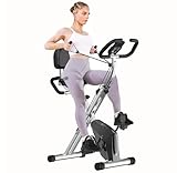 Dskeuzeew Hometrainer Fahrrad Klappbar Ergometer Heimtrainer Fahrrad mit LCD Monitor und Handpulsmessung Magnetisches 4-in-1 Fitness Fahrrad mit Bequemem Sitzkissen 150KG Gewichtskapazität