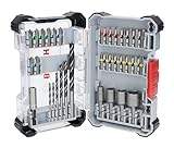 Bosch 35x Extra Hard Schrauberbit‑ und PRO Wood Bohrer-Set, 35‑tlg. (197 x 110,5 mm, Professional Zubehör Schraubendreher, Bohrschrauber)