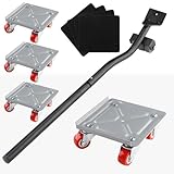 Foydream Möbelheber für Schwere Möbel, Transportrollen Möbelrollen mit Ausziehbarer Brechstange 360° Drehbar Tragfähigkeit von 600 Kilogramm für Sofas, Schränke und Kühlschränke Zu Bewegen