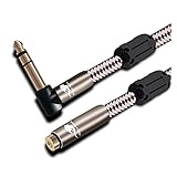 Artemisia Audiokabel Winkel 1/4' 6,35-mm-Stecker auf 3,5-mm-Buchse, Mischpultverstärker, Stereo-TRS-Klinkenkabel, geflochten, 1 m, 2 m, 3 m, 5 m, 8 m (Color : Svart, Size : 1.5meter)