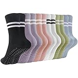 QyizuiPcn Pilates Socken Damen, 6 Paar rutschfeste Socken für Fitnessübungen, Spezielle Gummibeschichtung für sicheren Halt inklusive Lila Grün Blau Rosa Schwarz Weiß