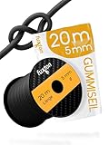 fuxton® Gummiseil (5mm x 20m), Expanderseil, Gummileine, Bungee Cord Marine, Spanngummi Meterware, schwarz