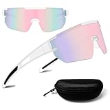 PATRICHOR Schnelle Brille Rave, Sonnenbrille Fahrradbrille Herren Damen, UV400 Schutz Ski Sportbrille MTB Brille, Sunglasses mit Verstellbarem Bügel Radsportbrille für Radfahren Angeln Rennrad Sport