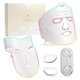 IBORRIA LED Maske Gesicht & Hals Lichttherapie, Rotlichttherapie Gesicht mit Nahinfrarotlicht, Flexibles Silikon LED Gesichtsmaske Lichttherapie, zu Hause Lichttherapie Maske Red Light Therapy (Weiß)