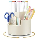 AiQInu Drehbarer Stiftehalter, 360°Rotierende Stiftehalter Schreibtisch Organizer mit 3 Fächern, Große Kapazität, für Büro Aufbewahrung & Organisation, Make-Up, Bastel