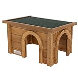 Kerbl Nagerhaus für Kanninchen (Haus aus Spießtanne, mit wetterfestem Bitumendach, Zwei Eingänge für artgerechte Haltung, für Außengehege geeignet, Rückzugsmöglichkeit für Hasen) 82852