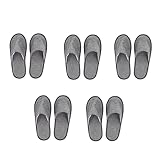 VICASKY 10 Stück Teiliges Faltbares Hotel Hausschuhe Leicht und Rutschfest Graue Indoor Slipper für Geschäftsreisen Passend Platzsparend und Bequem für Damen und Herren