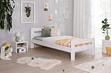 TiCAA Einzelbett Doppelbett Bert Kiefer Weiß aus Massivholz