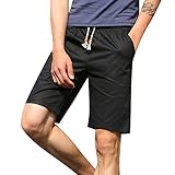 LOIJMK Herren-Shorts, einfarbig, mit Schnürung, Kurze Hose, Cargohose, lässige Shorts Shorts Herren Freizeit (Black, XXXXXL)