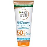 Garnier Sonnenschutzmilch mit LSF 50+, Sehr leichte und rückstandslose Sonnencreme für helle und empfindliche Haut, Ambre Solaire Sensitive expert+, 1 x 175 ml