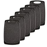 KPYTO Frühstücksbrettchen 6er Set,25 x 15 cm,klein,schwarz,spülmaschinenfest,Kunststoff,Schneidebrett Set,beidseitig,rutschfest mit Saftrille,Brettchen,Brotzeitbrett,Küchen Brett,Schneidebrettchen