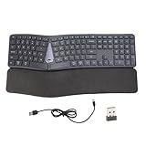 Annadue WLANE Ergonomische Tastatur, Geteilte Tastatur, 2,4G BT5.0 111 Tasten mit Speicherschaum Handgelenksruhe, USB C für 98/10.
