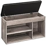 HOOBRO Schuhbank, Sitzbank, 3 offene Fächer, 82 x 31,5 x 49 cm, gepolstert, Stauraum unter der Sitzfläche, Schuhschrank, bis 150 kg belastbar, Flur, Wohnzimmer EBG40HX01