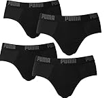 PUMA Herren BASIC Brief Unterhose 4er Pack in vielen Farben (schwarz/schwarz/schwarz/schwarz, L)