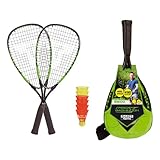 Talbot-Torro Speed-Badminton Set Speed 5500, 2 handliche Alu-Rackets 56,5cm, 6 windstabile Bälle, im trendigen Rucksack, limegrün-schwarz, 490115