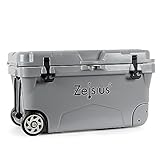 Zelsius Kühlbox 50 Liter mit Räder | Coolbox | Fahrbare Cooling Box ideal für Auto Camping Urlaub Angeln Freizeit Outdoor | Thermobox für Warm und Kalt (grau)