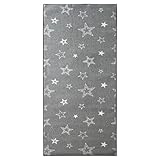 KARAT Teppichläufer Dots&Stars - 80 x 150 cm - Kinderteppich für Jungen und Mädchen - Spielteppich, Teppich für Kinderzimmer, Wohnzimmer, Schlafzimmer (Grey Stars)
