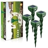 Shiptree Maulwurf Vertreiber, 4 Stück Wühlmausschreck Maulwurfschreck Solar für Vertreibung von Maulwürfen, Erdhörnchen, Wühlmäusen aus Gärten -Grün