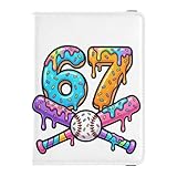 Bunte Baseball-Donut-Hülle aus Leder, Reisepass- und Impfkarten-Brieftasche, Kombi, Reisedokumente, Organizer, Schutz, Reisepasshülle mit RFID-Blockierung, für Damen und Herren, wasserdicht