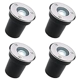 ASerZenith Niederspannungs-Landschaftsleuchten, 1 W, 12 V/24 V, Bodenleuchten, IP67, wasserdicht, Einbauleuchten, Landschaftswegbeleuchtung, 4er-Pack