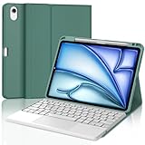 JADEMALL Für iPad Air 11 Zoll Hülle mit Tastatur & Touchpad für 2024 M2/2025 M3 (A290x/A326x) – Multi-Touch Trackpad, Abnehmbare Magnettastatur, QWERTZ-Layout, Dunkelgrün
