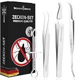 Schwertkrone® Zeckenzange 4er Set [Premium Edelstahl] - Zeckenzange für Hunde, Katze & Mensch - Zeckenpinzette Mensch & Tier - Zeckenhaken für Hunde - Zeckenzange Kinder - Zeckenset 4-teilig
