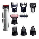 BaByliss X-10 Barttrimmer Grooming Kit für Männer - Vielseitig einsetzbar, W-Tech Klingen für Trimmen von Kopf-, Bart- und Körperhaar, Grau/Schwarz, E837E