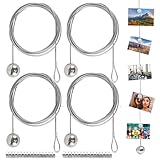 AhLmA 4er Set Fotoseil 2m x 1,5mm Fotoseil mit Magneten Fotodrahtseil mit 48 Magneten Postkartenhalter Wand Bilder Aufhängen Seil Horizontales Fotodrahtseil zum Aufhängen von Fotos, Postkarten