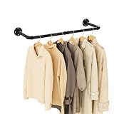 Yawinhe Kleiderstangen für die Wand, 80cm industrieller Rohr-Kleiderständer zur Wandmontage, Platzsparenders Wandregal Küchenregal, für Geschäft, Wohnen, Schwarz, 1-Pack, YMG002A-1