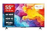 TCL 55V6B 55 Zoll, 4K Ultra HD, HDR TV, Smart TV unterstützt von Google TV (Dolby Audio, Motion Clarity, Sprachsteuerung, Kompatibel mit Google Assistant, Chromecast eingebaut