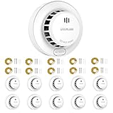 Rauchmelder 10 Jahre Lebensdauer, austauschbare 5-Jahres-Batterie, 85dB Alarm, Test- und Stummschaltfunktion, EN14604 (10 Stück)