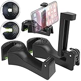 PEARL Kopfstützenhalter: 2er-Set Kfz-Kopfstützen-Halter, Haken & Smartphone-Klemme 5,5-8,5 cm (Kopfstützenhalterung Auto Haken, Handyhalterung Kopfstütze, Handy Autohalterung)