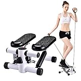 LANAZU Übungsstepper, multifunktionaler Stepper mit Widerstandsband, tragbarer Swing-Fitness-Stepper, geeignet für Ganzkörperübungen, Heimfitness (Black)