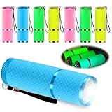 Tulov 8 Stück LED Taschenlampen Kinder Set, Mini Taschenlampe, Hohe Helligkeit 9 LED-Leuchten, Farbige Taschenlampe Klein mit Lanyard für Camping, Outdoor, Wandern, Geburtstage(Gelb&Rosa&Grün&Nlau)