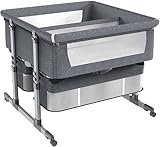 FairyHover Zwillingsbett Für 2 Babys,Babybett Für Zwillinge,Stubenwagen Für Zwillinge,Zwillingsbett Next to Me,6-Fach Höhenverstellbar,Leicht Zusammenklappbares Schlafbett,Tragbares Babybett